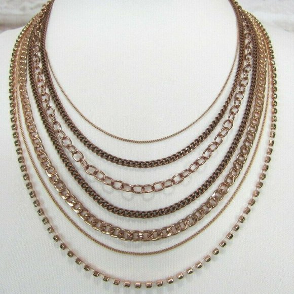 Stella & Dot Rose Gold Ginger Layering Multi Chain Necklace - Picture 1 of 5